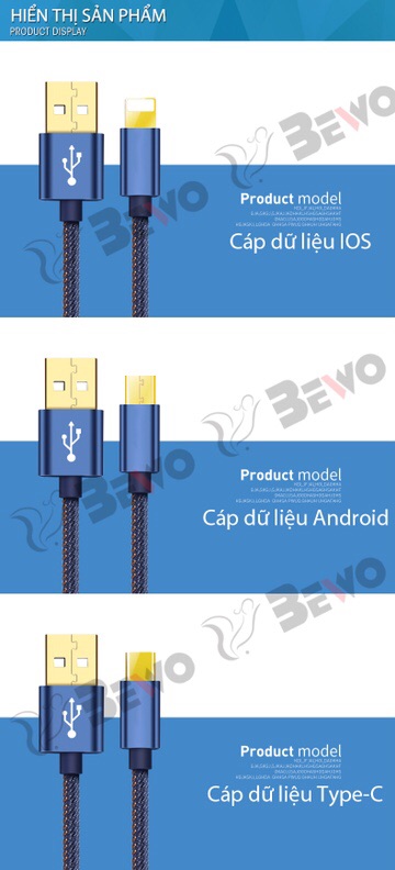 Dây cáp sạc nhanh Bewo B1 Micro, chất liệu vải bò cực cao cấp,chống dứt tuyệt đối