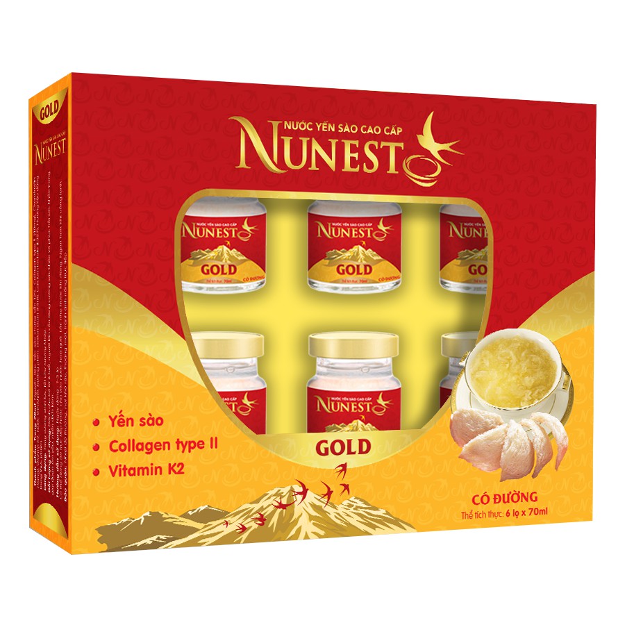 Hộp nước yến sào Nunest Gold 6 lọ x 70ml