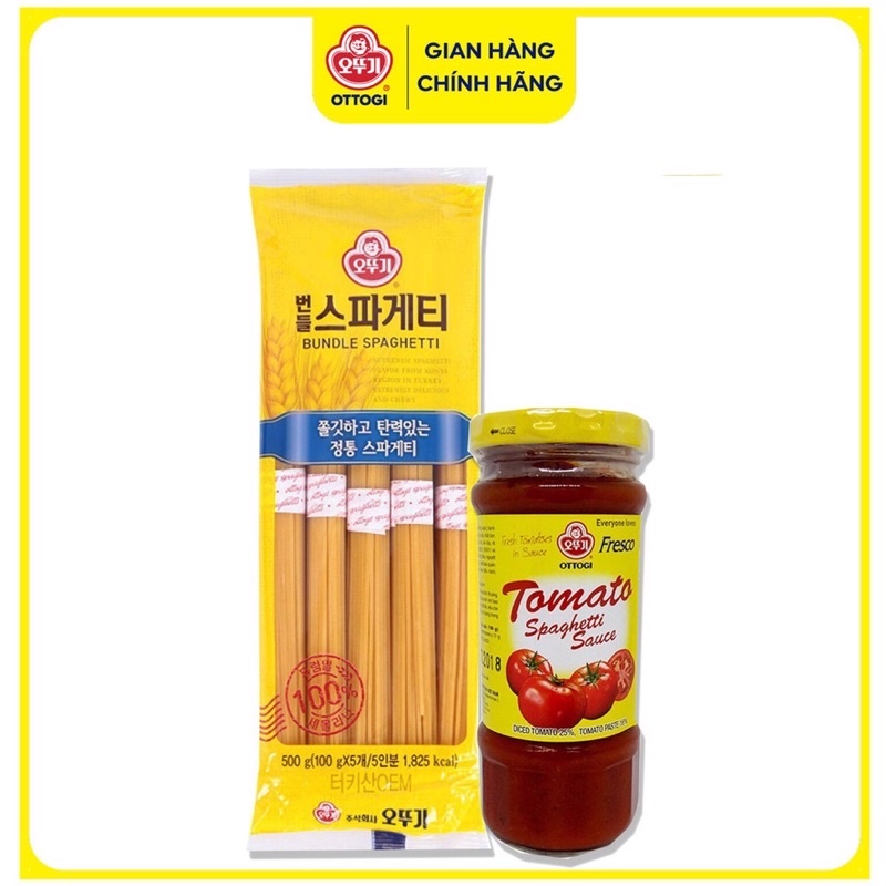 Combo Mì Ý và sốt spaghetti Ottogi tiện lợi.