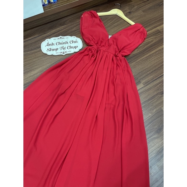 [FREESHIP] Đầm Maxi Vàng Đỏ Vintage Mẫu Dài