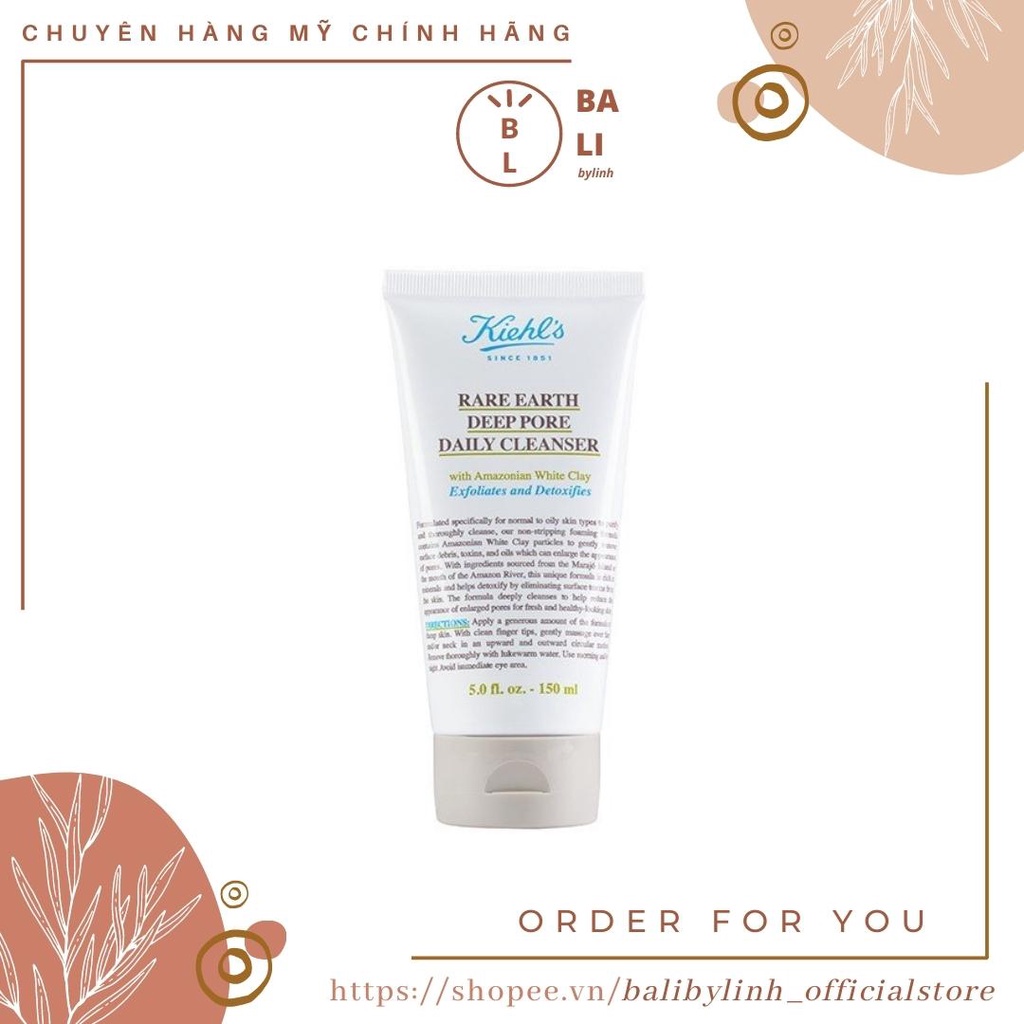 Date 4/24 Sữa rửa mặt Kiehls Rare Earth Deep Pore Daily Cleanser 150ml