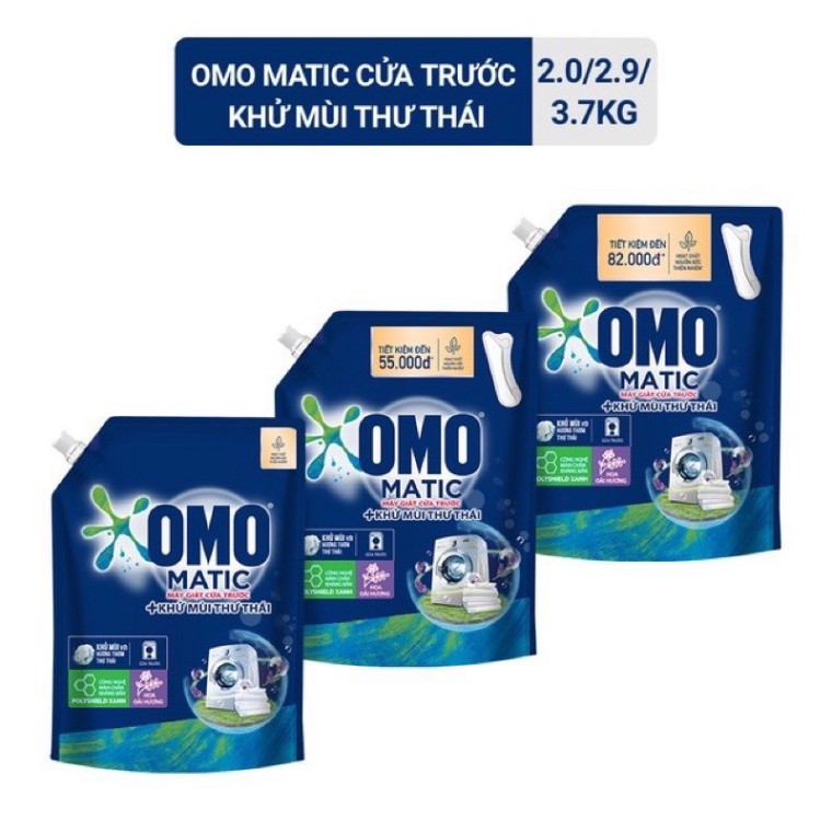 ☀️ Nước giặt OMO Matic [FREESHIP] Cửa Trước Khử Mùi Thư Thái 2kg / 2,9kg/ 3,7kg