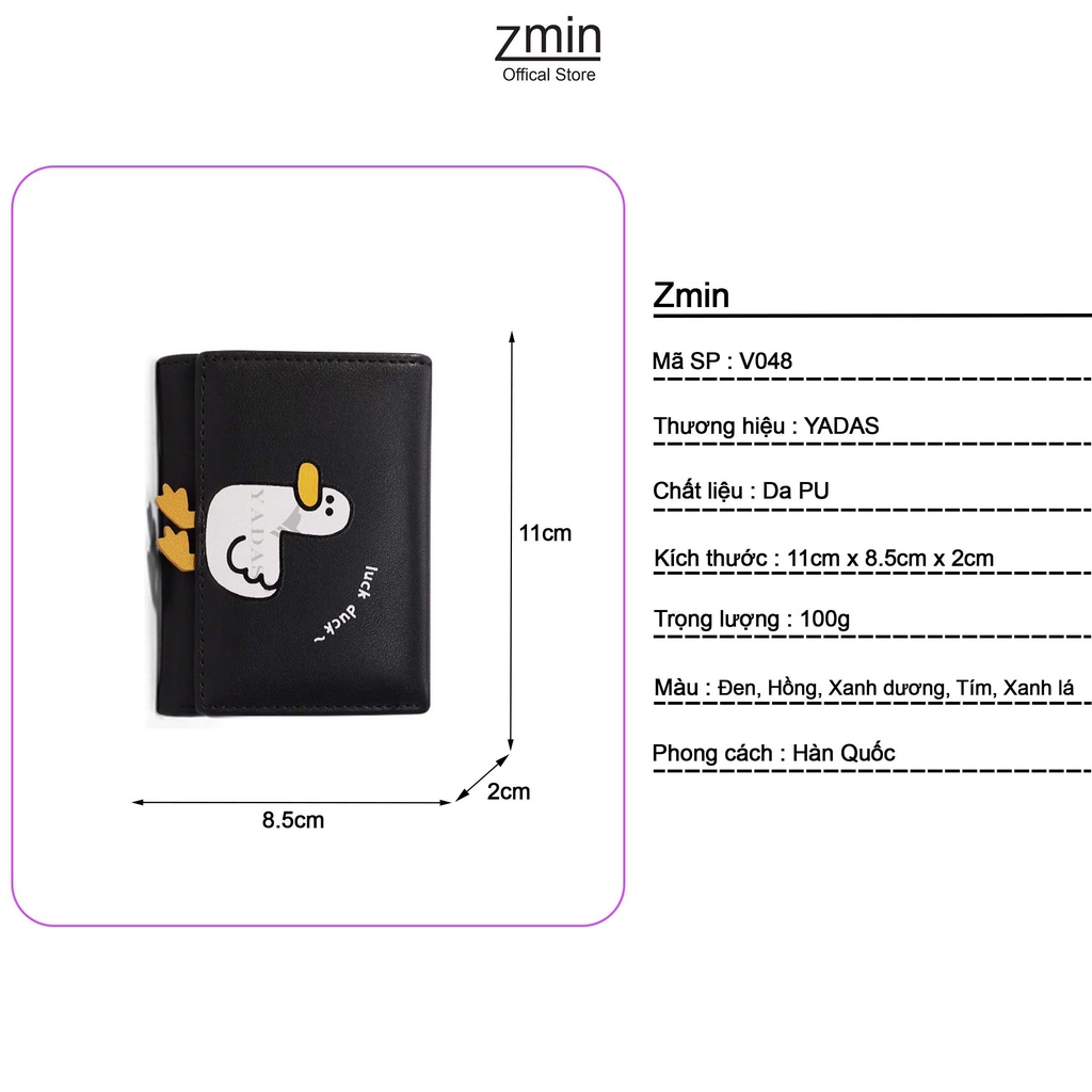 Ví bóp nữ mini cầm tay Zmin, chất liệu da PU cao cấp có thể bỏ túi - V048