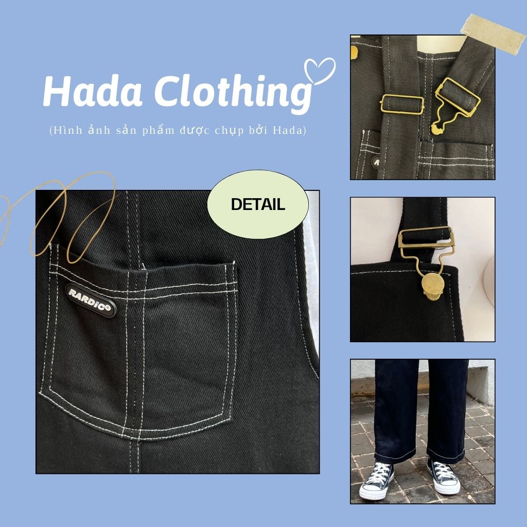 Yếm quần dài nữ ống rộng chỉ nổi Hada, chất kaki mềm chất đẹp (không kèm áo) - QD01