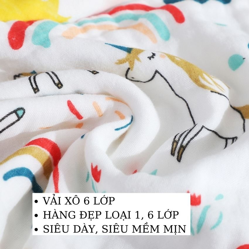 Sét 5 Khăn Sữa Aden Nhăn 6 Lớp Dầy Dẹp Cho Bé ( Túi Zip)