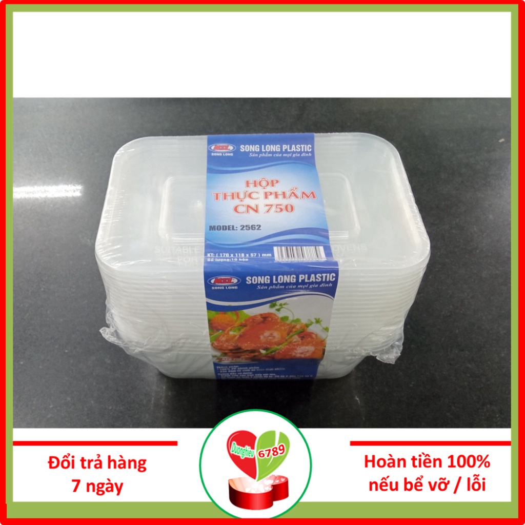 Bộ 10 Hộp Nhựa Chữ Nhật Đựng Thực Phẩm - Song Long - Duonghieu6789