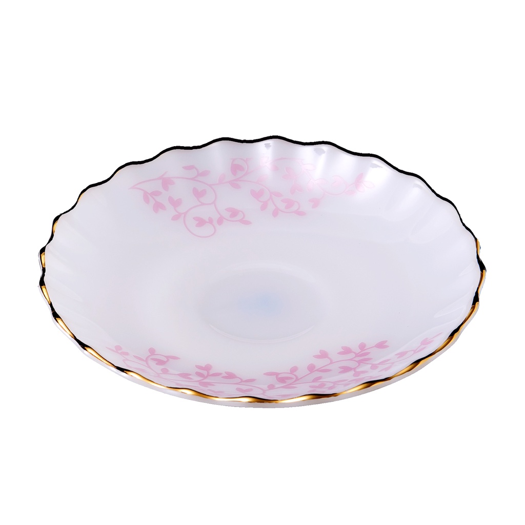 Đĩa lót bát cơm viền vàng 22K các mẫu hoa văn thủy tinh ngọc USA Homeset cao cấp nhập khẩu chính hãng - dáng xoắn