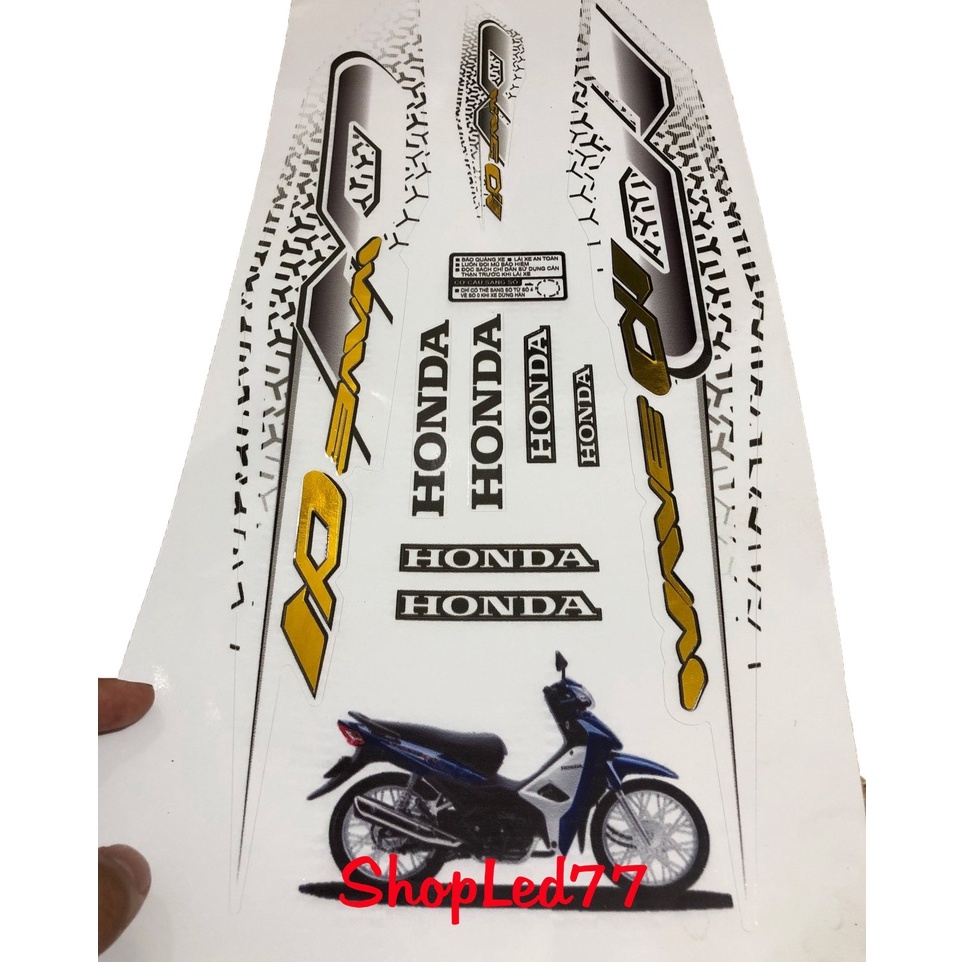 Tem Zin Wave 50cc-100cc-110cc GHÉP CROM  Màu Trắng, 3 Lớp Siêu Đẹp