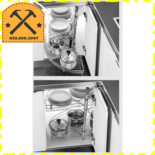 Mâm xoay góc 1/2 lắp tủ bếp inox 304 tiện dụng để xoong nồi gia vị