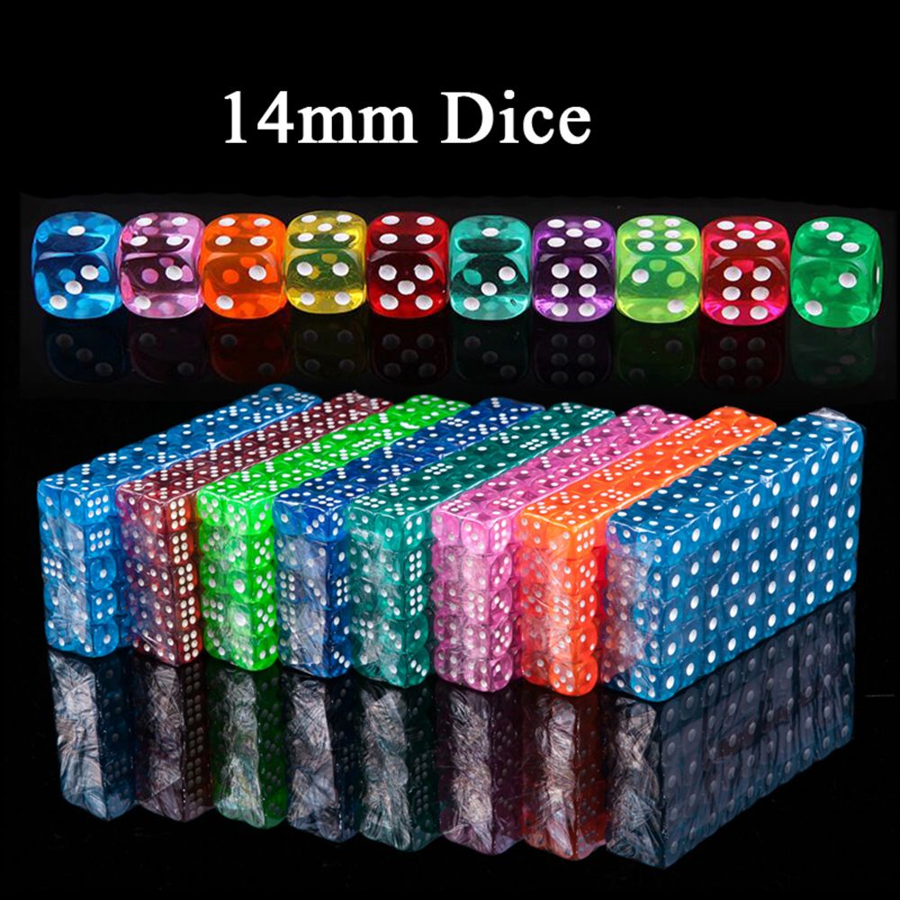 VANES1 10pcs Dice Clear Table Games Board Game Party Playing Transparent Club Cubes Round Corner Gambling/Multicolor