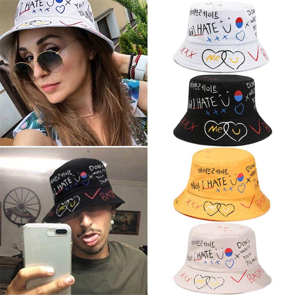 EUTUS Nón Bucket Hoạ Tiết Chữ Panama Phong Cách Hiphop
