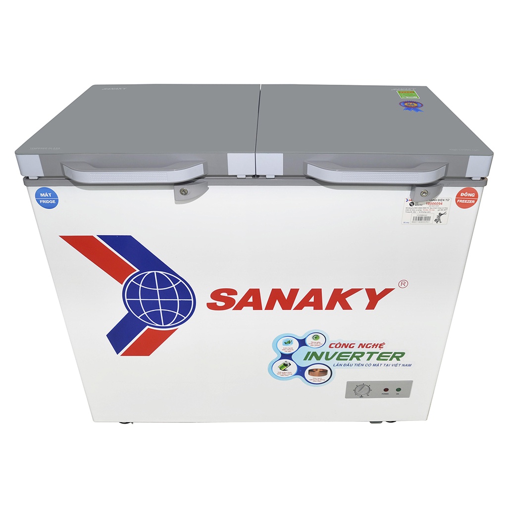 Tủ đông SANAKY 195 lít VH-2599W4K - MẶT KÍNH CƯỜNG LỰC, 1 NGĂN MÁT 1 NGĂN ĐÔNG, DÀN LẠNH ĐỒNG, MIỄN PHÍ GIAO HÀNG HCM.