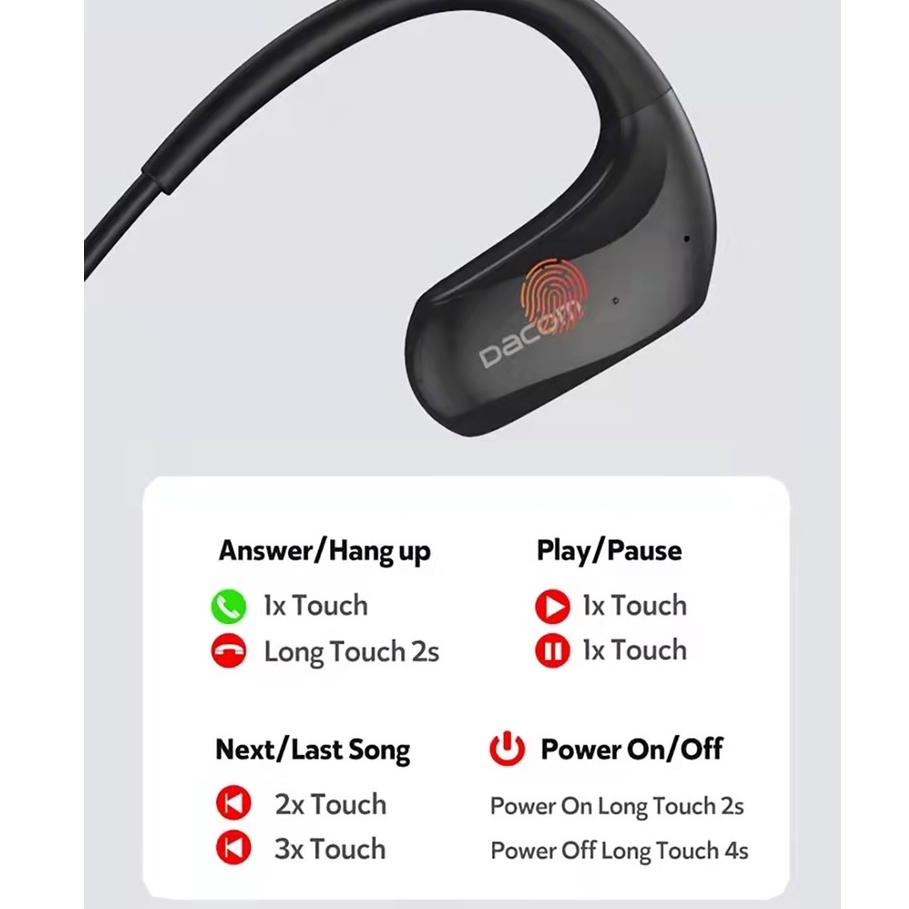 Dacom Tai Nghe Thể Thao Dacom G93 Chống Thấm Nước IPX7 Không Dây Bluetooth Có mic 20 Giờ Và Phụ Kiện
