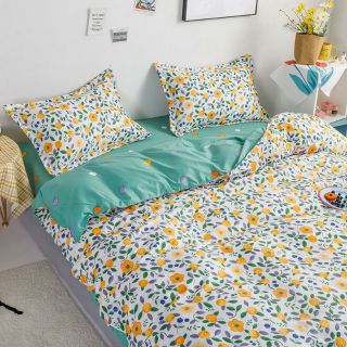Bộ Chăn Ga Gối Hoa Cà Rốt Cotton Poly