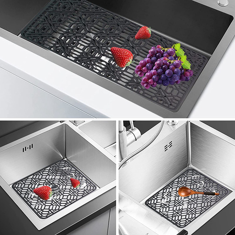 Tấm Silicone Màu Xám Chống Trượt Chịu Nhiệt Bảo Vệ Bồn Rửa Chén