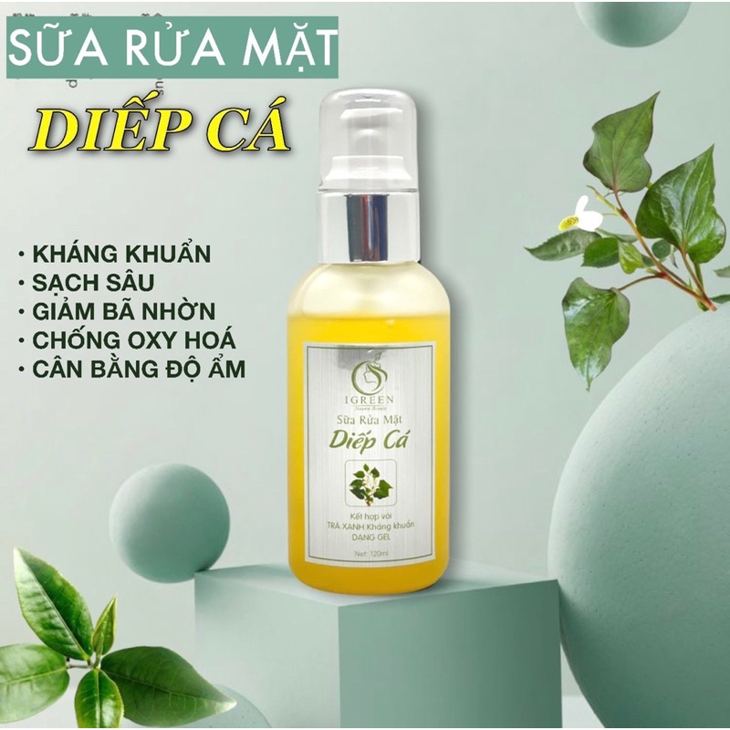 Sữa Rửa Mặt Diếp Cá Igreen Ngừa Mụn Sạch Sâu 120ml