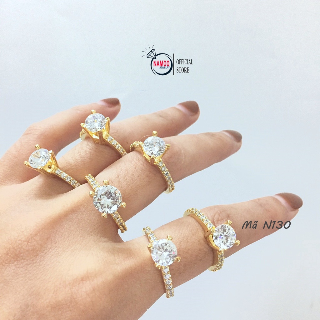 Nhẫn Đính Đá Nữ bản Nhỏ Hột Cao N130 Mạ Vàng Namoo Jewelry