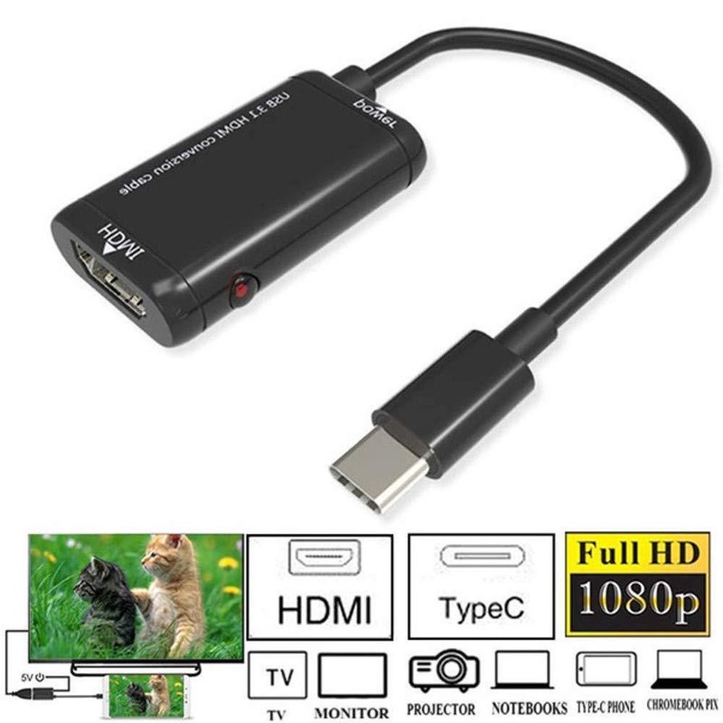 Cáp Chuyển Đổi USB-C Type-C Sang HDMI Cái/1080P HD 3.1 TV Sang MHL Cho Điện Thoại Di Động