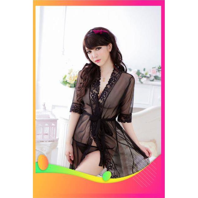 [ COSPLAY SEXY KATA - HÀNG CAO CẤP ] Áo choàng ngủ ren kèm quần chip quyến rũ MS1060 | BigBuy360 - bigbuy360.vn