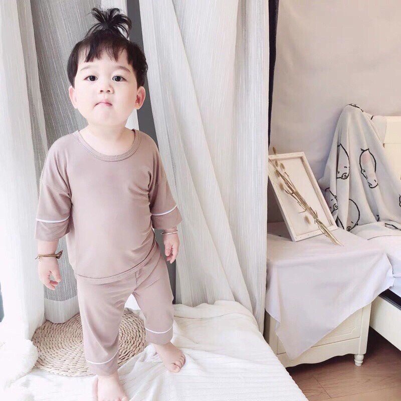 Bộ Đồ Lửng Cho Bé 💖 Bộ Ngố Thun Lạnh Siêu Mát Cho Bé Trai Bé Gái 💖 Chất Thun Lạnh Co Giãn 4 Chiều Thấm Hút Mồ Hôi.