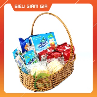 Lẵng Mây Nhựa Đan Hình Oval Tay Cầm Đựng Bánh Kẹo, Đựng Vật Dụng, Lẵng Đựng Hoa Tươi Hoa Khô - Mây Tre Trà My
