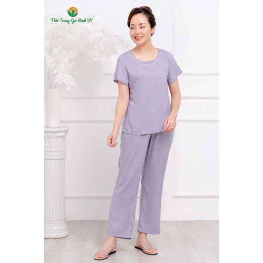 Bộ Lanh Việt Thắng quần dài áo cộc tay
