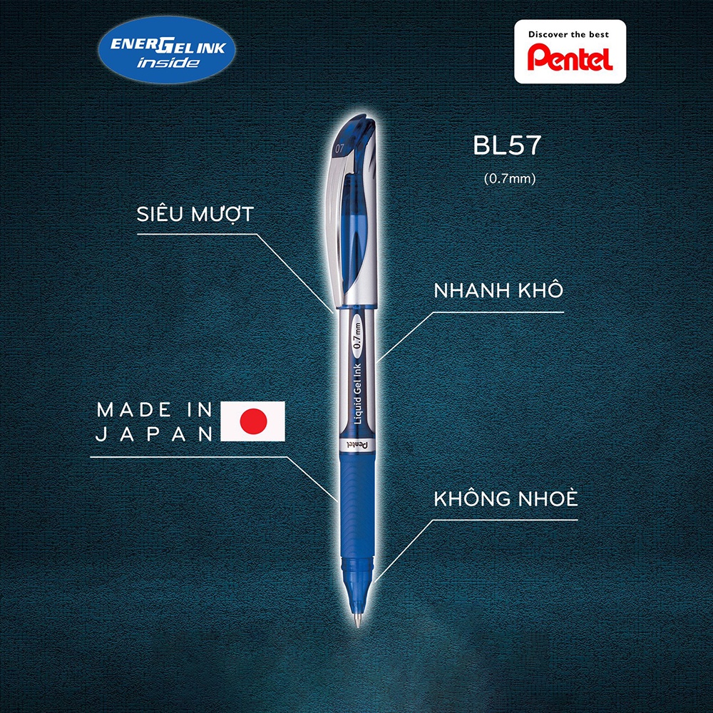 |FREESHIP| Bút Ký Nhật Bản Pentel Energel BL57 | Bút Ký Mực Gel Nét 0.7 Cao Cấp Siêu Nét Siêu Mượt Cho Chữ Ký Hoàn Hảo