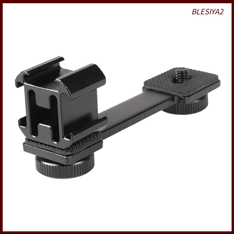 Triple Cold Shoe Mount Plate Microphone Stand Extension Bracket 110x30mm