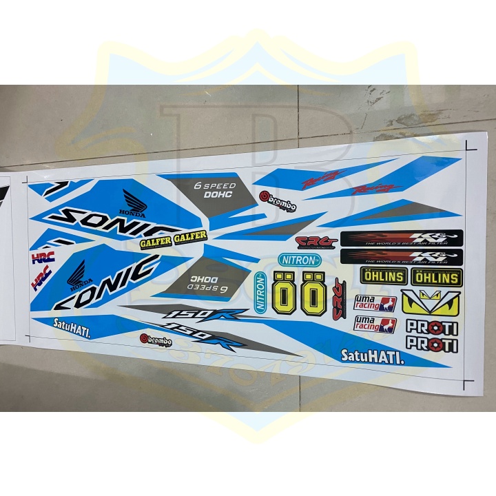 ( Quí khách vui lòng mang ra tiệm cho thợ dán ) Tem sonic 150 trắng xanh