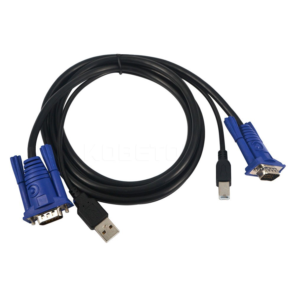 Cáp Chuyển Đổi 4.6 Feet 1.5m Usb Kvm 15 Pin Switch Vga Cable Usb 2.0 Type A Sang B 4pin Pc