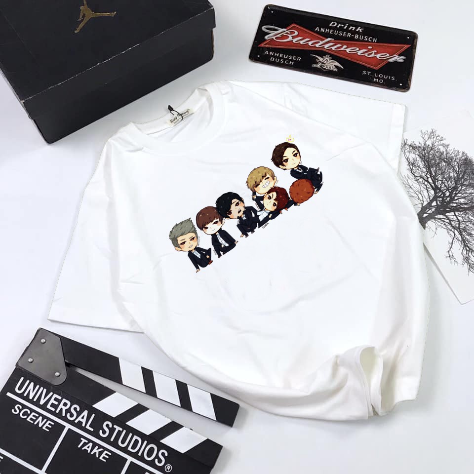 Áo thun Cotton Unisex - Fan BTS Hàn Quốc - K-Pop - Chibi - BTS chibi nghịch