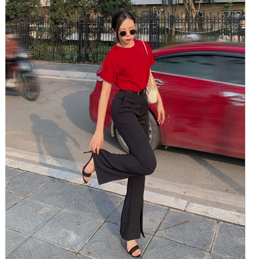 Quần tây nữ dài lưng cao ống loe nhẹ, xẻ gấu, đứng form, dáng ôm nhiều màu Hàn Quốc công sở, thiết kế T-Ju (quần Bestie) | BigBuy360 - bigbuy360.vn