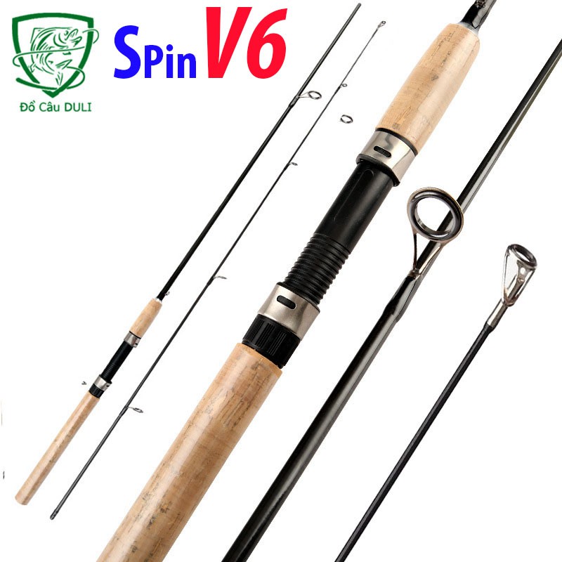 Cần Câu Lure SPIN V6 Cán Gỗ độ cứng M Thích hợp câu Lure câu Ngâm lăng xê CC-14