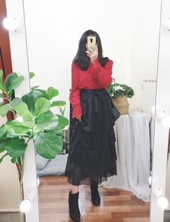 Sơ mi nhăn cổ sen