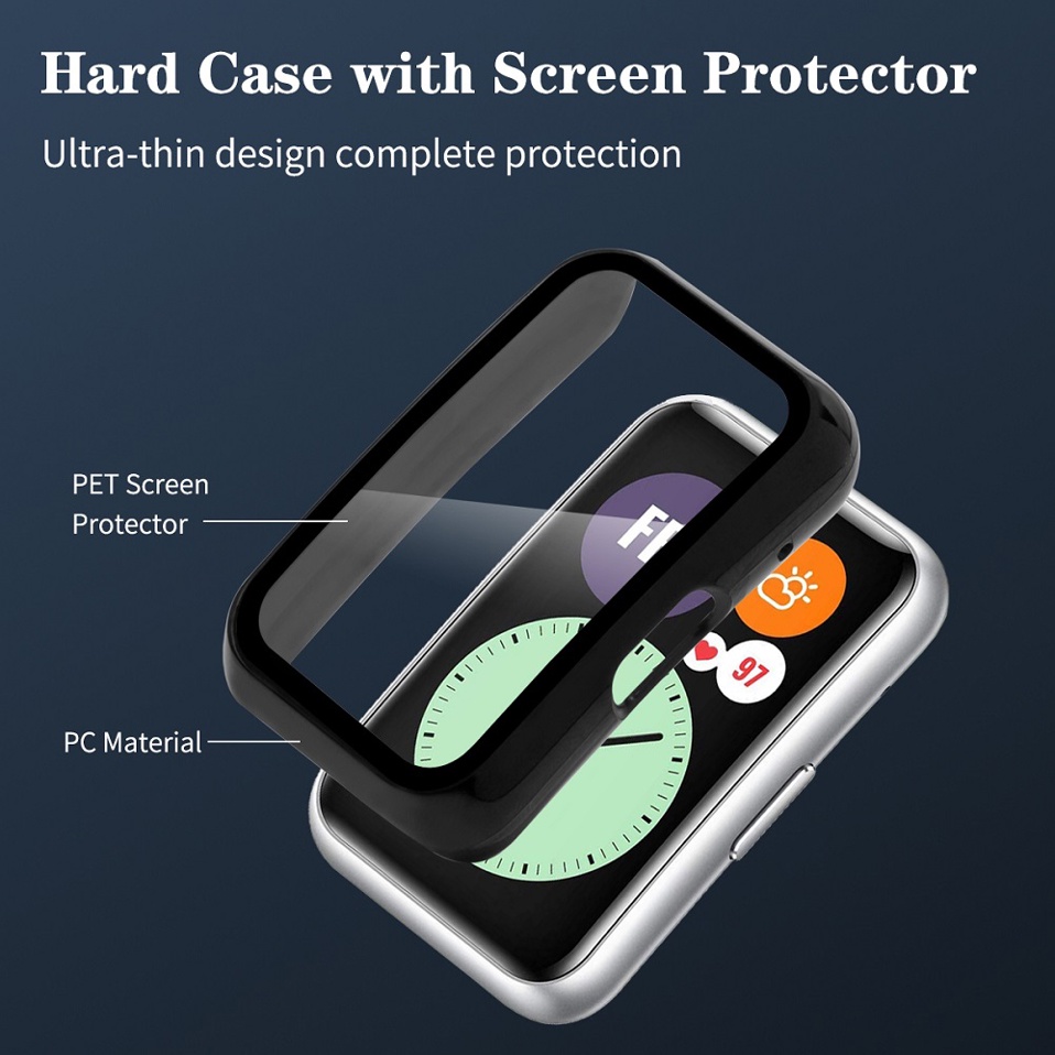 2in1 PET Film + PC Hard Case For Huawei Watch Fit Tempered glass integrated protective Cover