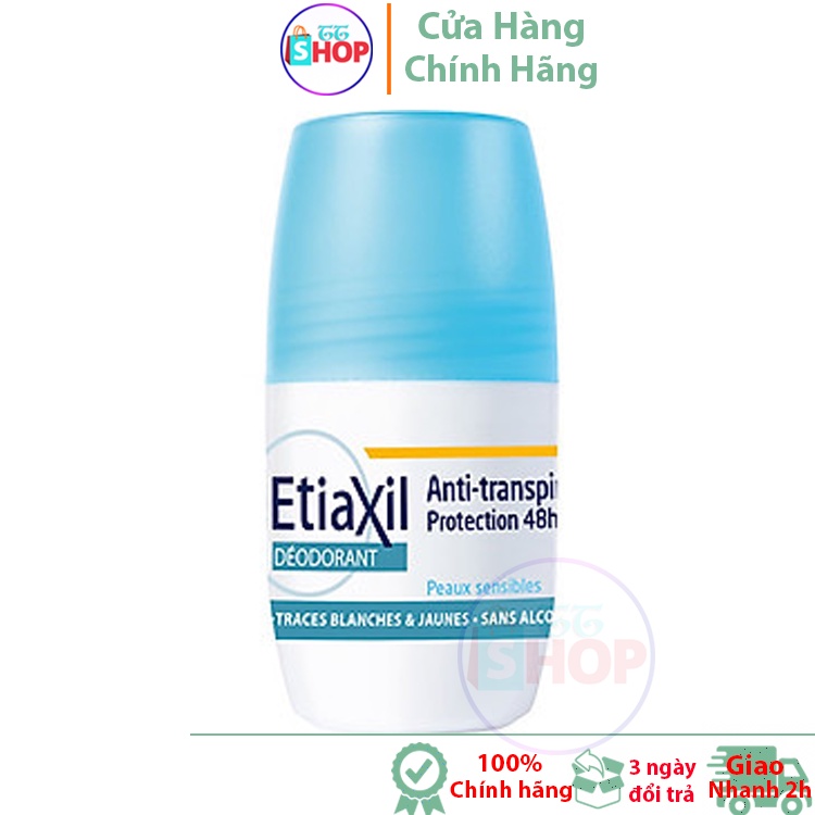 Lăn Khử Mùi Hàng Ngày ETIAXIL Deodorant Anti-Transpirant 48h Peaux Sensibles (50ml)