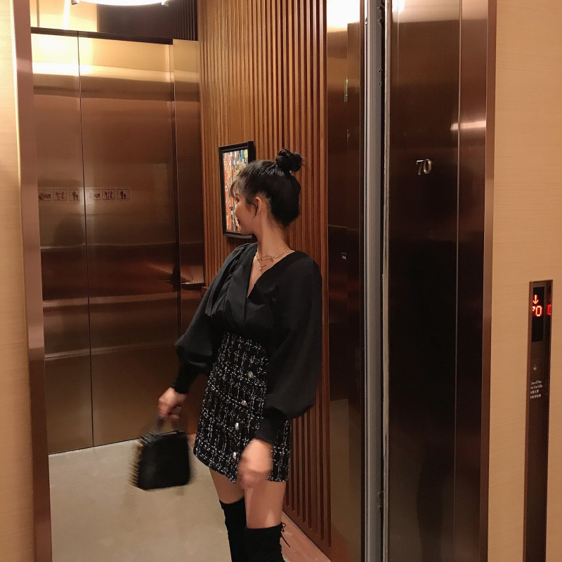 Xiaozhainv Chân Váy Chữ A Họa Tiết Sọc Caro Phong Cách Hàn Quốc | BigBuy360 - bigbuy360.vn