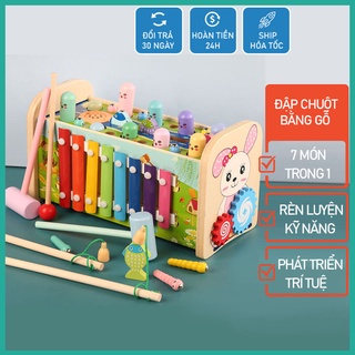 Đồ chơi gỗ đập chuột kèm đàn, đập chuột bằng gỗ giúp bé phát triển trí tuệ linh hoạt tay