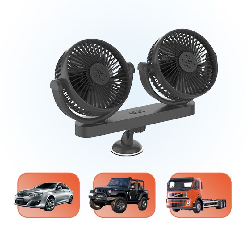 Quạt Xe Hơi EDB * 12 24Volt 360° Quạt Làm Mát Xoay Được Với 2 Cổng Sạc USB Và Phích Cắm Cho Xe Hơi