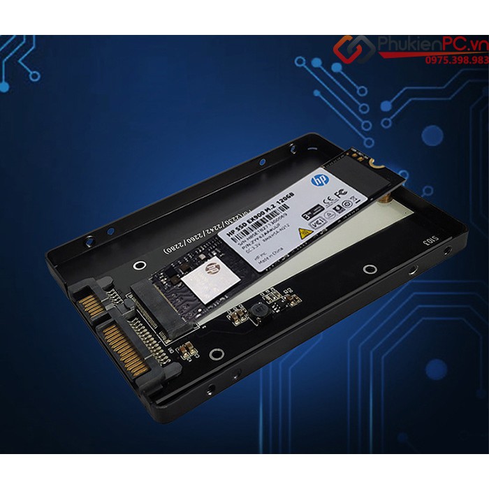 Box M2.SATA NGFF sang SATA III 2.5 6gb vỏ nhôm cho Laptop, PC.