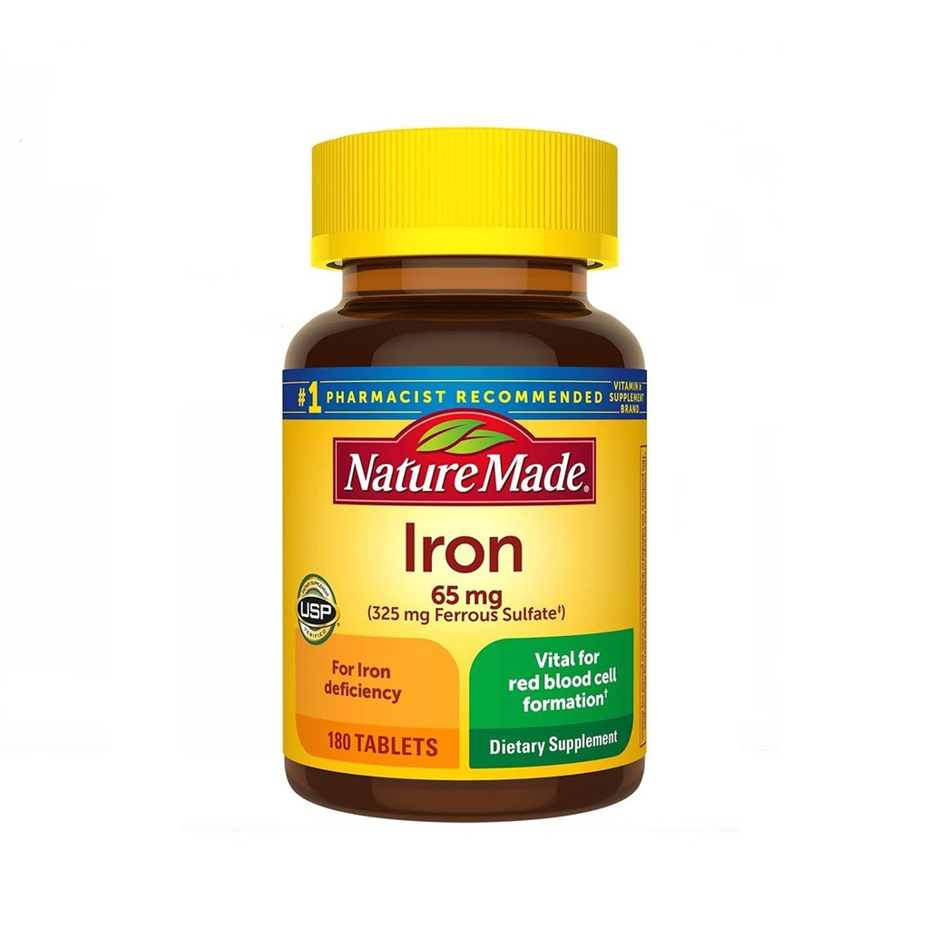 USA- Viên uống sắt Iron 65mg Nature Made 180/365 viên