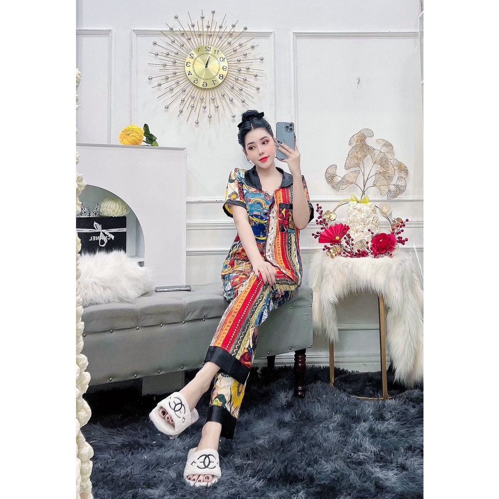 Set Đồ Ngủ Pijama vải mango loại 2 Tay Ngắn-Quần Dài Tiểu Thư Dễ Thương 💖 đồ bộ tay ngắn mango họa tiết xinh.