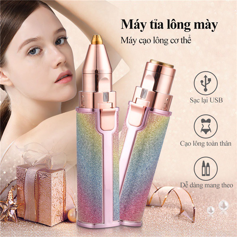 Bút Tỉa Lông Mày Sạc Tích Điện Cao Cấp, Máy tỉa Cạo Lông Mày Nhỏ Gọn,2 trong 1 tiện dụng shopduyencuong