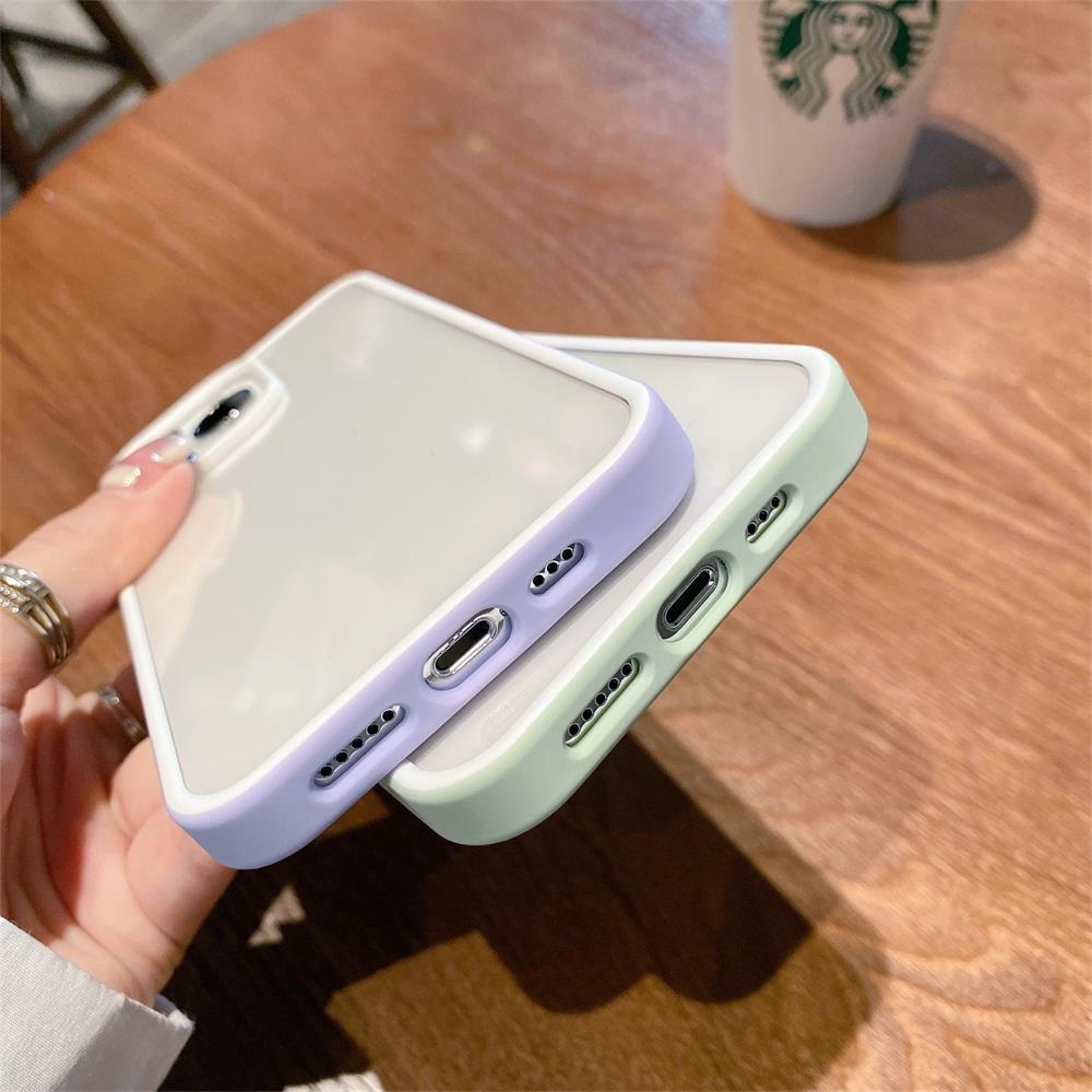Sang Trọng Ốp Điện Thoại Acrylic Trong Suốt Chống Sốc Cho iphone 13 12 11 Pro MAX Mini X XR XS MAX 7 8 Plus SE2020