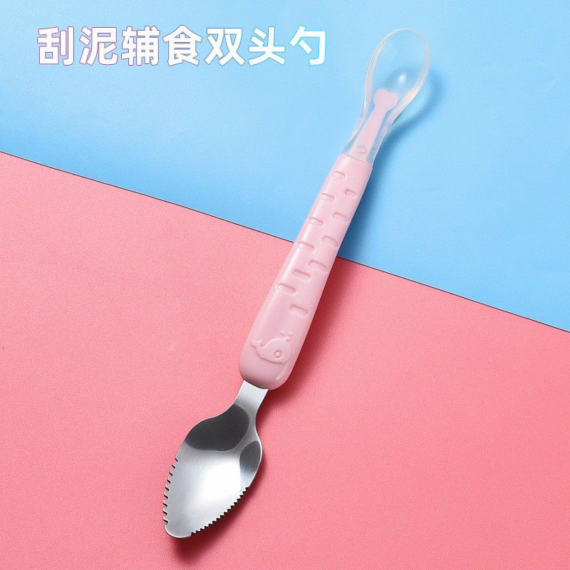 Thìa Nạo Nạo Hoa Quả Kết Hợp Thìa Ăn Dặm 2 Đầu Tiện Lợi Cho Bé(TN)