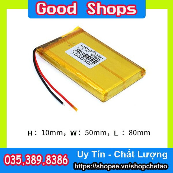 Pin Li-ion 3,7V 105080 - 5000mAh - Pin đóng sạc dự phòng hoặc thay thế pin điện thoại