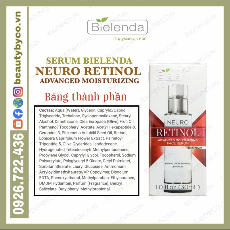 Serum Retinol Bielenda Neuro trẻ hoá, làm da căng bóng, mờ thâm sẹo | BigBuy360 - bigbuy360.vn