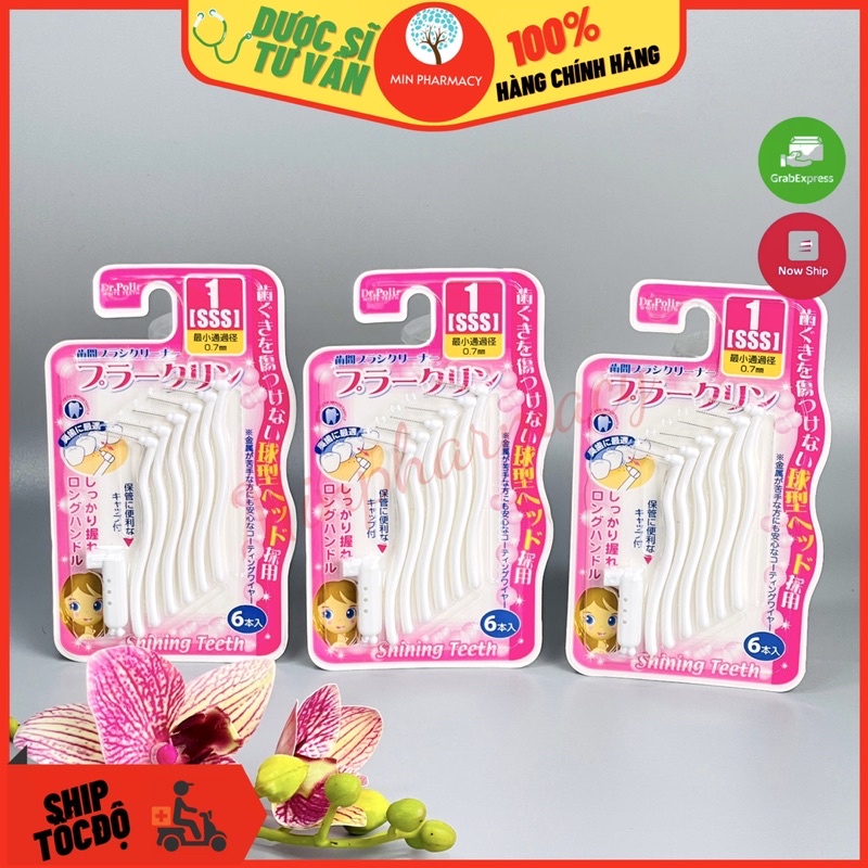 Bàn chải kẽ răng DR.POLIR kiểu chữ L (gói 6 chiếc) Interdental brushes type L - Minpharmacy