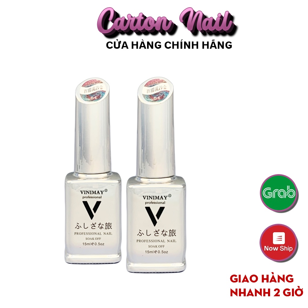 Top nhũ giả bột Vinimay 15ml chính hãng, top nhũ ánh vàng chuyên dụng cho dân làm móng