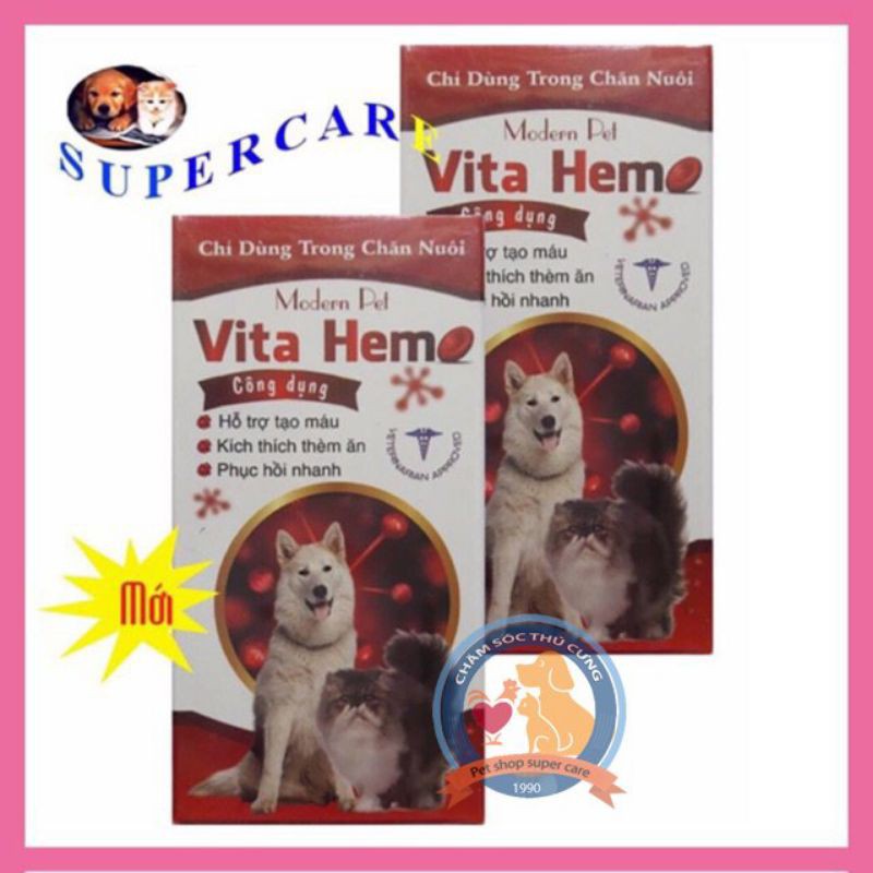 Combo 2 Lọ Vita Hemo - Tạo Máu , Kich Thich Thèm Ăn, Phục Hồi Sức Khoẻ Nhanh Cho Thú Cưng